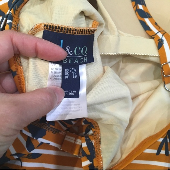 D&Co. Beach Swimsuit Dress Bathing One Piece Orange Blue - Picture 5 of 8